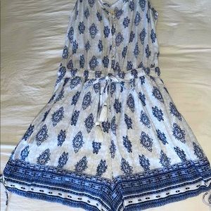 Cute Blue and White Patterned Romper from Hollister